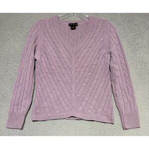 Philosophy Dane Lewis 100% Cashmere Cable knit v-neck sweater Womens Small Lilac